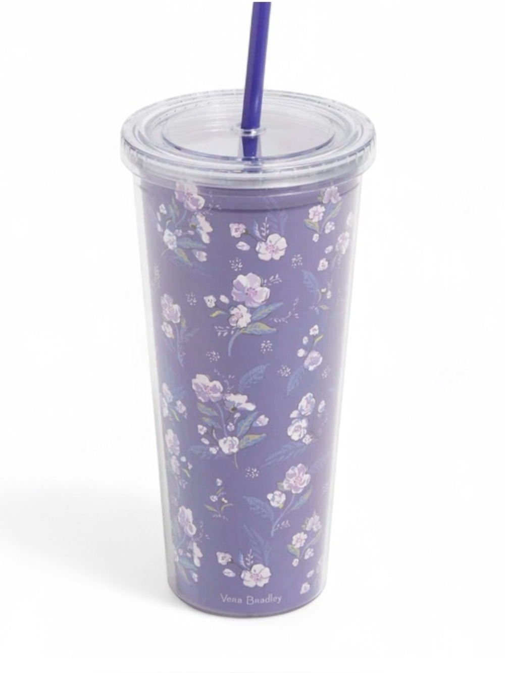 Vera Bradley Tall Lavender Floral Insulated Travel Tumbler with Straw 24 ounces